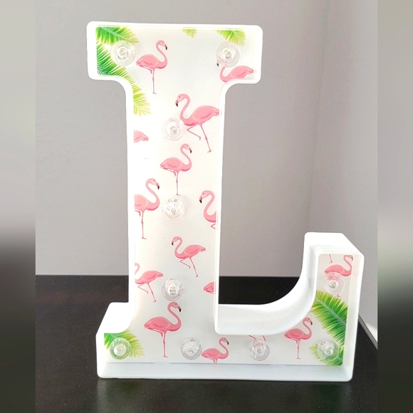 No brand Other - Decorative Flamingo Inital L with lights, about 9" x 7" roughly. Thick plastic